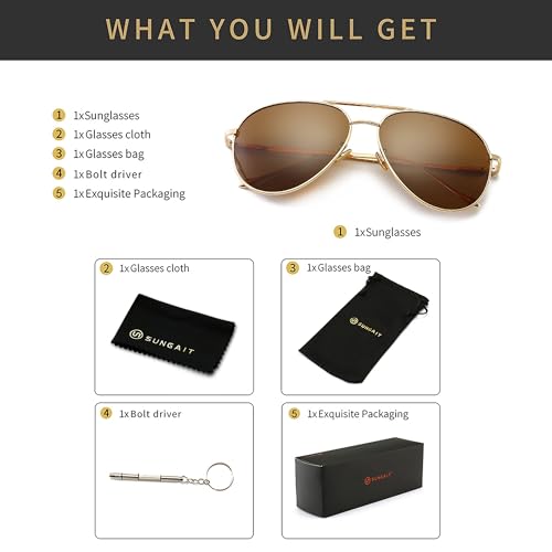 Image of SUNGAIT Women's Lightweight Oversized Aviator Sunglasses