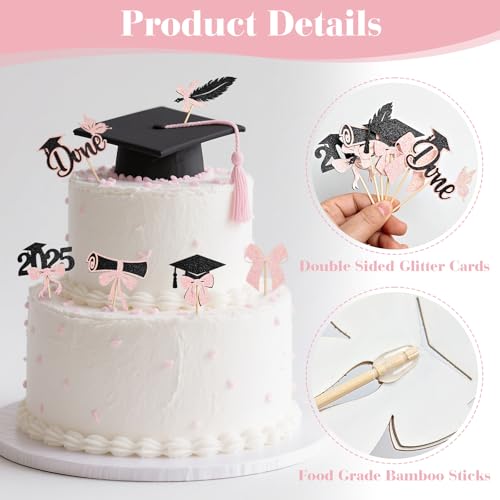 EMORBALS 36 Pcs Graduation Cupcake Toppers 2025, Class of 2025 Cupcake Toppers, Glitter Cake Toppers(Style-1)