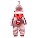 Vine Neugeborenes Baby 3 Pcs Strampler Spielanzug Baumwolle Langarm Baby Outfits Unisex Kleinkinder Streifen Jumpsuits mit Hut & Geifer-Lätzchen rot