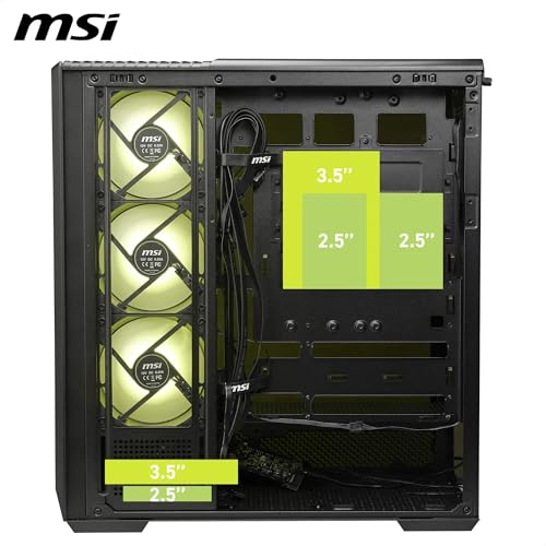 Image of MSI MAG PANO 130R PZ Mid‑Tower Gaming PC Case, Back‑Connect ATX Support, Panoramic Glass Design, 4x ARGB Reverse Blade Fans, Up to 10 Fan Support, 400 mm GPU Clearance