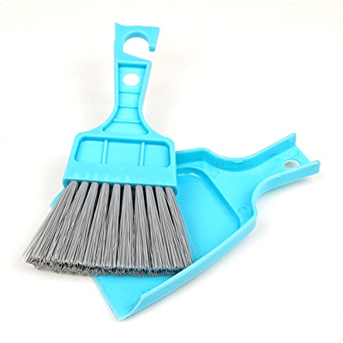 Mini Dustpan and Brush Set,Compact Dust pan and Hand Broom Set,Blue