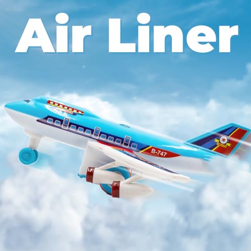 Image of ToyBharat Air Liner Plane toy with multicolour body and friction power is a perfect baby gift. Safe, non-toxic, and durable, it offers fun indoor and outdoor play for toddlers with a realistic design.