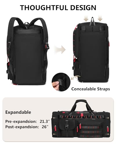 MCBD Gym Bags for Men & Women, 45L Travel Duffle Sports Backpack with Shoes & Laptop Compartment, Large Workout Carry On Bag Weekender Overnight Tote, Black4