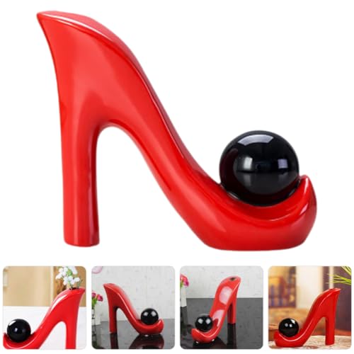 Vase à talons hauts rouge en céramique minimaliste design - 7