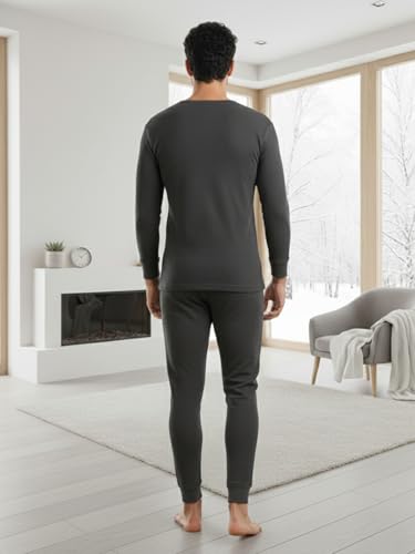 Image of Lux Cozi ONN Men's Round Neck Full Sleeve Skin Friendly Winter Wear Thermal Top and Bottom Set | Thermal Set for Men