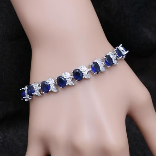 Image of LMXXVJ Fashion Tennis Bracelet Created Emerald White Gold Plated Charm Bracelet Gifts Jewelry for Women