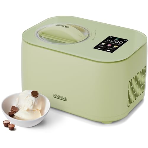 Iceman by Chefman Ice Cream Maker | No Pre-Freezing with Built-In Compressor | for Ice Cream, Froyo, Sorbet, Italian Ice, Frozen Yogurt & More | (2) 20oz Containers & Lids | 3 Presets Digital Display
