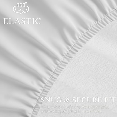 Image of Trance Cotton Feel Terry 80 x 60 inch Ultra Soft Waterproof Mattress Protector | Breathable - Hypoallergenic Fitted Style Mattresses Cover (80x60 inch | 6.66x5 feet, White - Pack of 1)