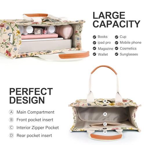 Bolso tote de lona para mujer con bolsillos y cruzado miniatura 3