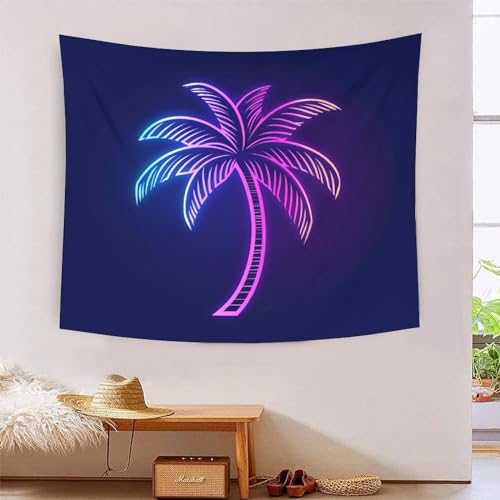 Tapisserie murale arbre de coco lumineux 3D MBAHEUURR en tissu pour salon 180x230cm