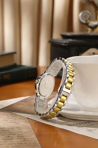 Image of London Fog Queenhithe Collection Watch for Women with Oval Textured Dial, Crystal Studded Bezel, Blue Crown Accent, Quartz Movement and Stainless Steel Strap - LFW20003