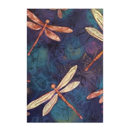 Poster libellule vintage peinture main pour chambre et salon