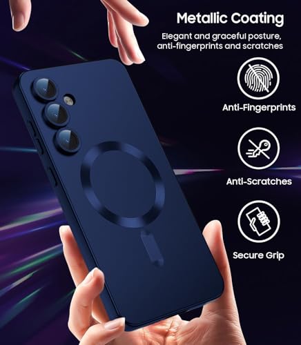 Image of DIZORO Samsung A17 5g Case, Compatible with Mag Safe Back Cover, Matte Luxury Metallic Luster Flexible TPU Wireless Charging Shockproof Case with Camera Protector Lens (
