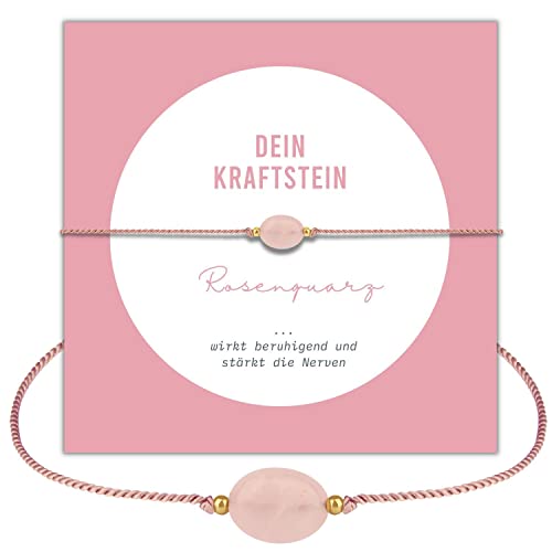 happymaker - Rosenquarz Armband Damen, handgemacht in Deutschland,...