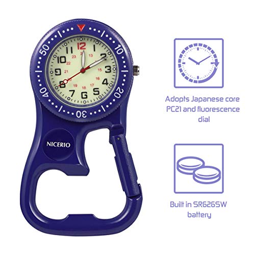 NICERIO NICERIO Relógio Mosquetão com Fecho de Mosquetão e Bússola com Abridor de Garrafas para Espo