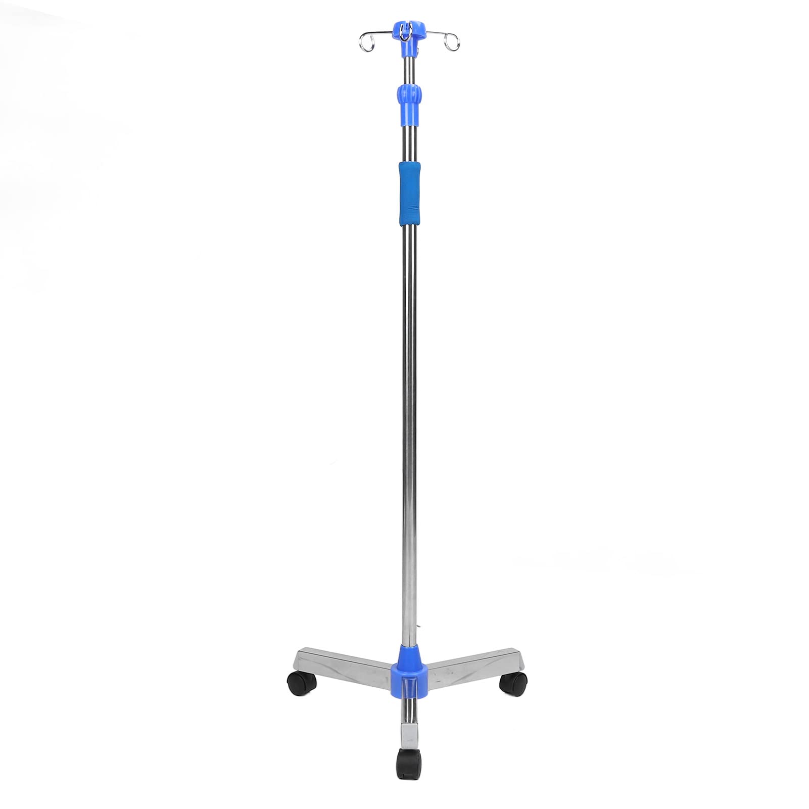 Stojak na infuzję dożylną, Wytrzymały Pręt Infuzyjny ze Stali Nierdzewnej do Opieki Domowej w Klinikach Szpitalnych, z regulacją Wysokości, do Ambulatoryjnych Domów Opieki, 1 X Podstawa, 3