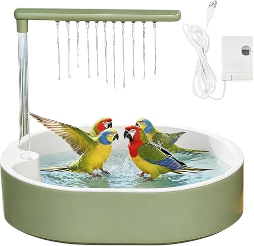Automatic Bird Shower with Running Water USB-Powered Circulating Water Fountain for Parrots Cockatiels Conures Indoor Bird Bath with Pump Easy to Clean Pet Bathing Station