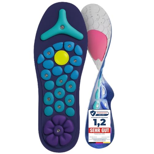 Magnetische Einlegesohlen Herren und Damen mit Reflexzonen-Massage | Atmungsaktive Akupressur Einlagen zur Durchblutungsförderung & Fußentspannung zum Zuschneiden Flortree Größe 40-43