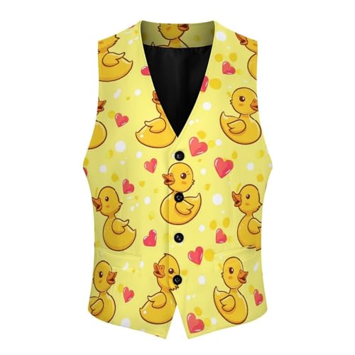 Cute Rubber Duck Men's Suit Vests Business Formal Dress V-Neck Waistcoat Tops with 2 Pockets4