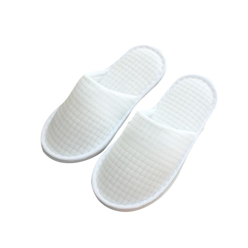 SynoRiverSynoRiver 5 Pairs Cute Disposable Slippers Cotton Cloth Closed Toe Spa Slippers for Women and Men, Breathable Non-Slip Slippers for Hotel, Guests, Travel (White Waffle)