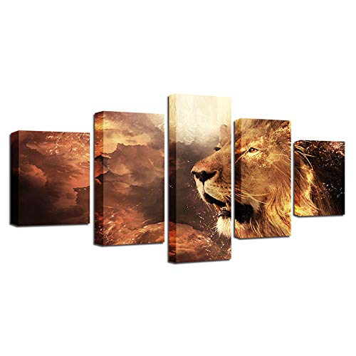 Impression sur toile lion rugissant pour habiller un grand mur vide de salon