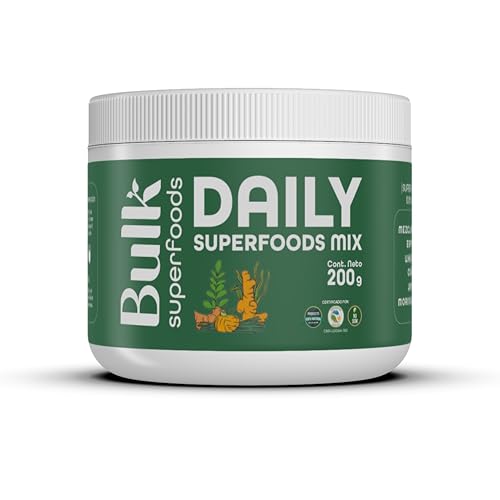 Proteínas, Bulk Superfoods | Superfood Mix Orgánico de 200g a base de Maca Amarilla, Maca Negra, Maca Roja, Spirulina, Wheatgrass, Cúrcuma, Jengibre y Moringa | Jugo...