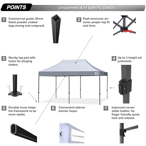 Image of ABCCANOPY Patio Pop Up Canopy Tent 8x16 Commercial-Series (Gray)