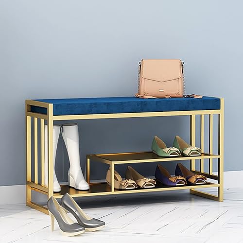 Banc de rangement chaussures avec tabouret ottoman velours rembourré pour optimiser votre entrée