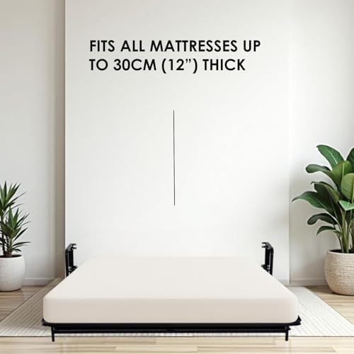 Wallbedking - Murphy Bed - Classic Vertical Wall Bed - Fold Up - Space Saving Folding Bed Frame - Pull Down (120 cm x 200 cm)