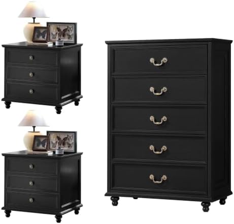 Joaxswe 24" Wide Farmhouse Nightstand Set of 2, 54" 7 Drawers Dre...
