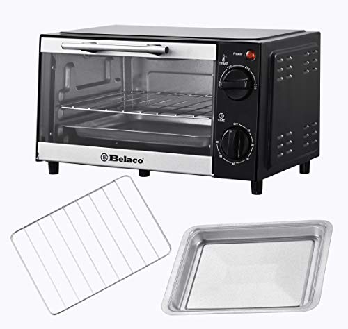 Belaco-BTO-109N-Mini-9L-Toaster-Oven-Tabletop-Cooking-Baking-Portable-Oven-750w-60-min-Timer-100-230-Stainless-Steel-Heating-Tube-incl-Baking-Tray-Wire-Rack