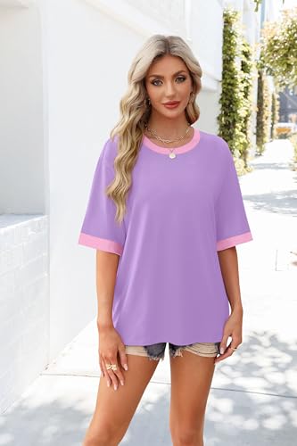 OFEEFAN Summer Tops for Women 2025 Short Sleeve Shirts Dressy Casual Crew Neck Tshirts Fashion4