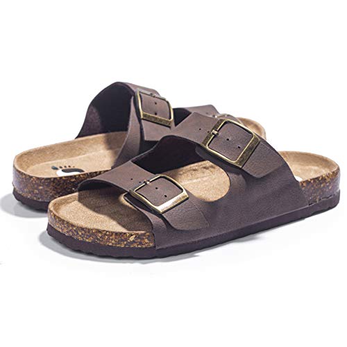 Fitory Boys Slide Sandals, Cork Slipper With Adjustable Straps For Little Kid Brown Size 12 #TOP7