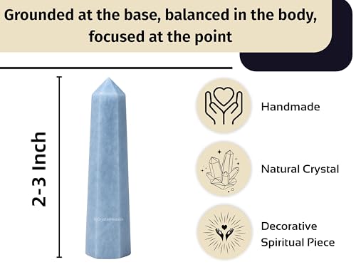 Image of Crystal Heaven Certified Blue Calcite Crystal Tower Obelisk Point For Chakra, Healing And Balancing - Aaa Grade Original Certified Gemstone Agate For Reiki Meditation Yoga Spiritual (2-3 Inches)