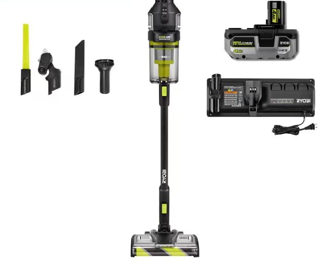 RYOBI ONE+ HP 18V Brushless Cordless Advanced Whisper Series Stick Vacuum Kit with 4.0 Ah Battery and Charger