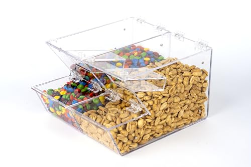 Inevibe Candy Bin Topping Dispenser - Acrylic Bulk Sprinkle Container with Scoop, Stackable & Magnetic for Multiple Holders - For Cereal, Nuts, Candies & Snack Food Storage (1)