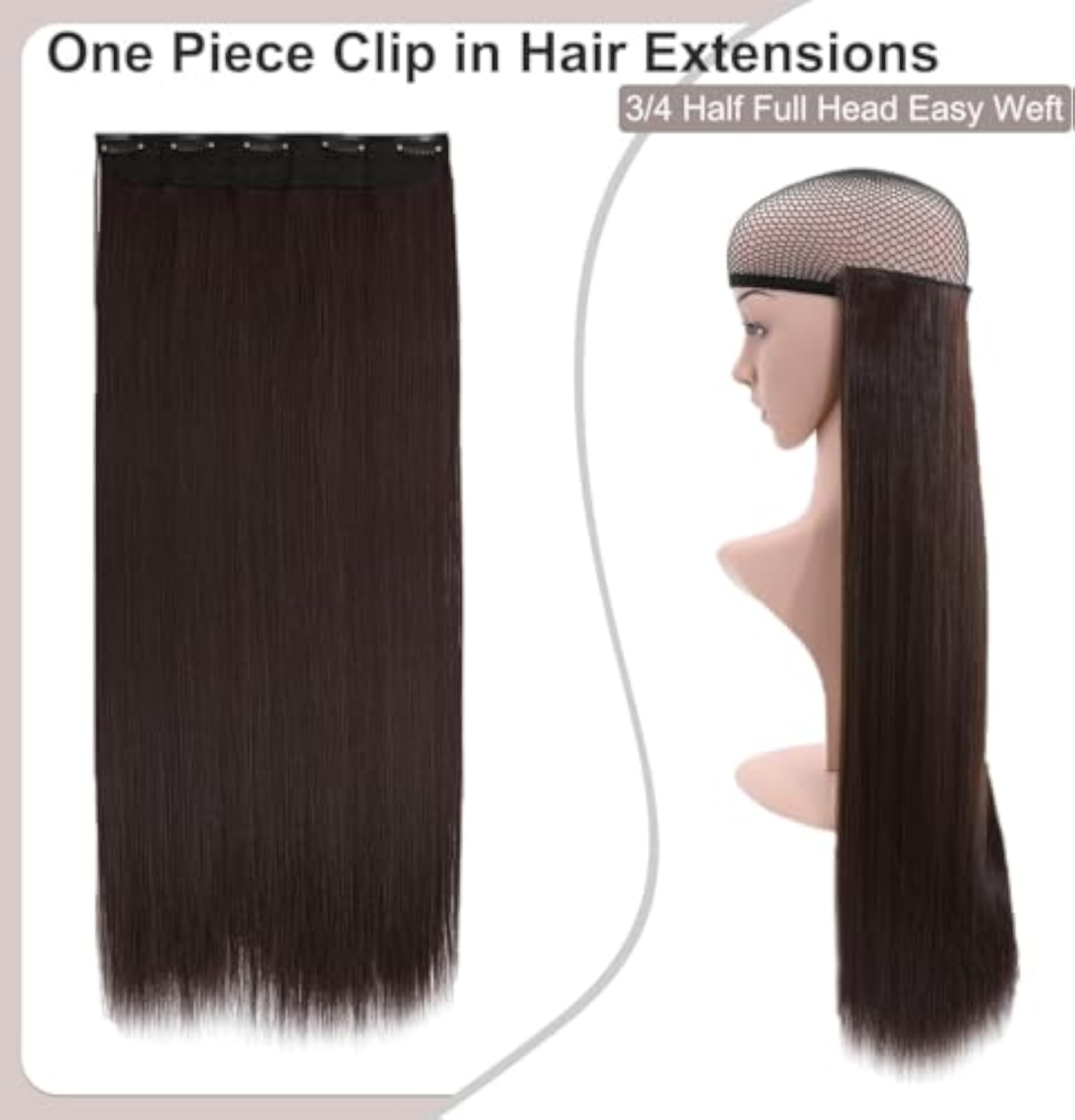 30 Inch Straight Natural Dark Brown Synthetic Hairpiece