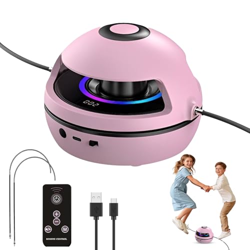 Wxeadu Elektronisches Springseil Kinder Seilspringmaschine Kinder Elektrisches SpringseilKinder Intelligente seilspringmaschine mit Fernbedienung 10 Stufen Geschwindigkeit LED Display(Rosa)