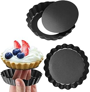 6 Pcs Quiche Tart Pans, Fluted Tart Pie Tins Non Stick Tartlet Tins, Round Loose Bottom Flan Dish, Small Tart Tins Mold Muffin Cases for Pies Brownies, 10 cm/ 4 Inch