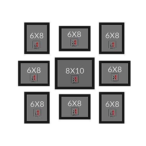 Image of Art Street Large Collage Wall Photo Frame Individual Picture Frame Set For Living Room, Decorative Wall Hanging Home Decor - Set Of 9 (6x8, 8x10 Inch, White)