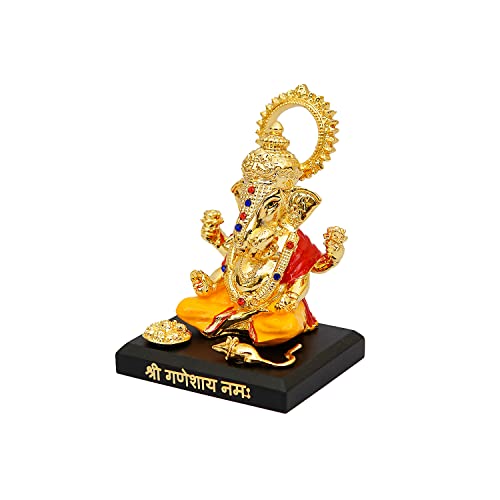 Image of Resin Ganesha Statue - Premium Ganpati Idol Decorative Showpiece Murti for Pooja Temple Home Entrance Decor Diwali Gift Multicolor (2.5X2X3.5 Inch)