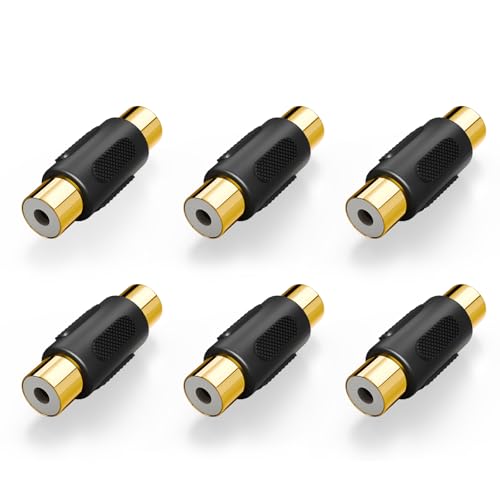 VCE 6-Pack Gold Plated RCA Female to RCA Female Coupler,Compatible with Phono,Speaker,RCA Cable,Amplifier
