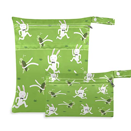 JUMBEAR - Juego de bolsas impermeables reutilizables, para viajes, playa, pañales, con dos bolsillos con cremallera para traje de baño y gimnasio, 2 unidades