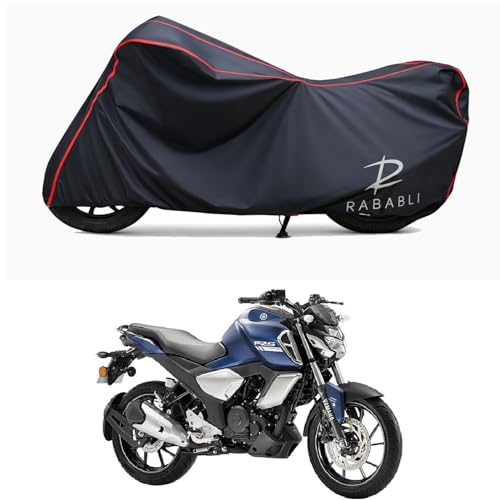 Image of Waterproof Bike Body Cover Compatible for | Yamaha FZS-FI V3 STD | Taffeta Fabric, Red Piping Design, Bottom Elastic Fit | Dustproof, Sun UV & Rain Protection for All Bikes