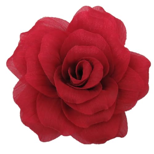 Grande broche rose cheveux mousseline de soie pour robe banquet et mariage