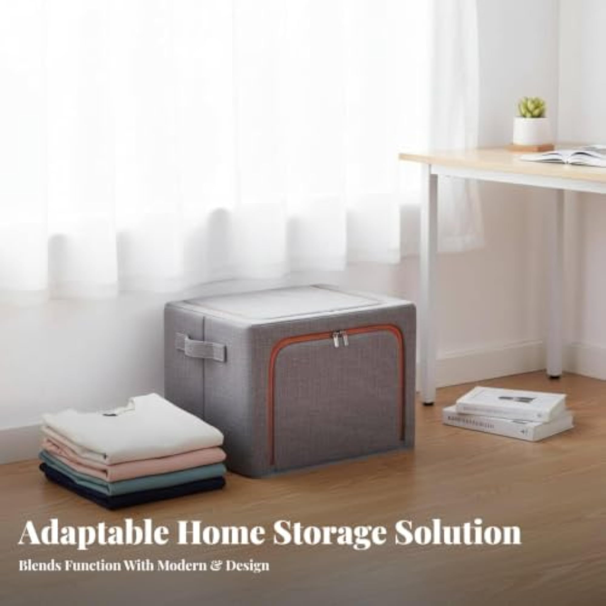 Foldable Textile Container for Clothes, Stackable Organizer Box