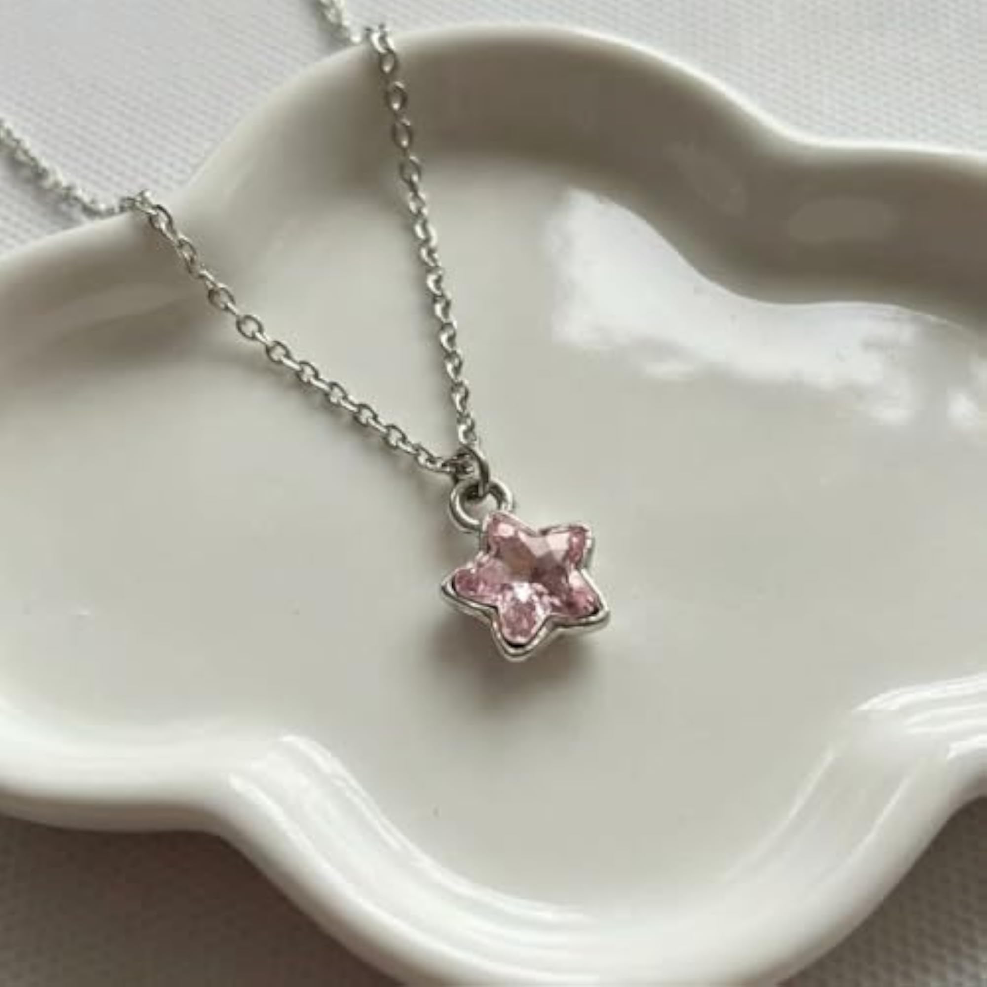 Fancy Princess Stylish Pink Star Pendant Necklace for Girls