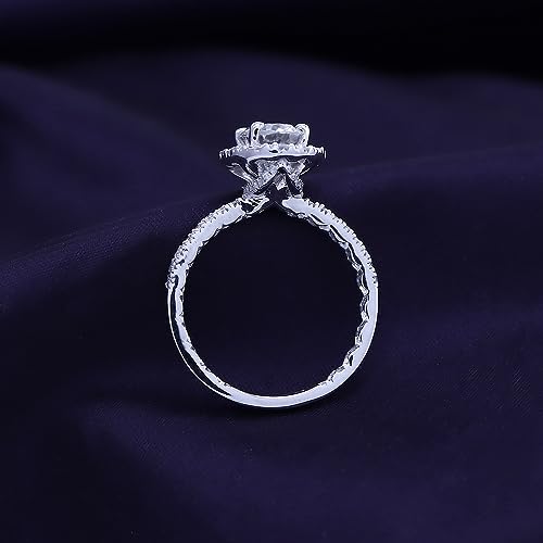 Oval & Round Lab Created Moissanite Diamond Solitaire Halo Engagement Ring In 14K Gold Over Sterling Silver Jewelry For Women (1.90 Carat), Gift For Her 5