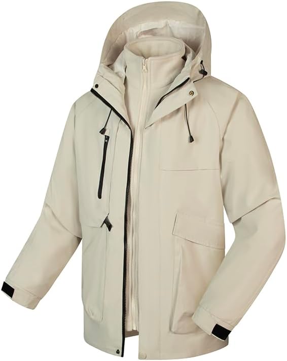 Men's Outdoor Skiing Jacket 3-in-1 Velvet Mountaineering Jacket Winter Warm Jacket