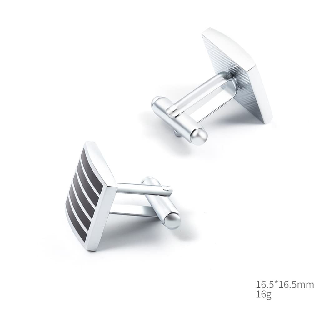 Krawattenclip Silber und schwarz gestreiftes Manschettenknopf Clip Set Metall Punktfarbe Drop Oil Krawatte Cufflinks (d_as Show)